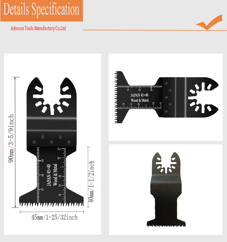 Guter Preis 45x40mm Japan Zähne HCS Oszillierende Multi -Werkzeugsägen -Klingen für Metallholz